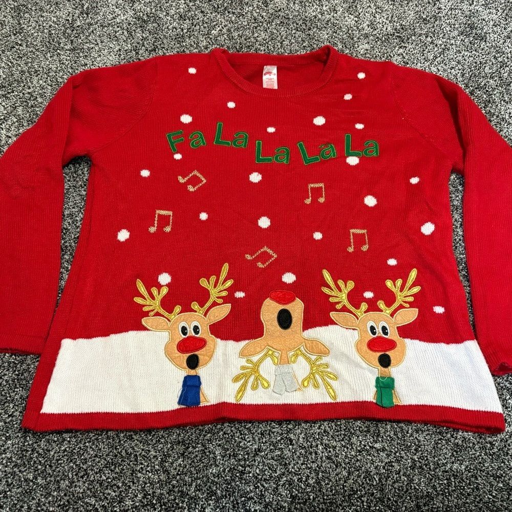 Holiday time Festive Red Reindeer Sweater woman’s xxl 20